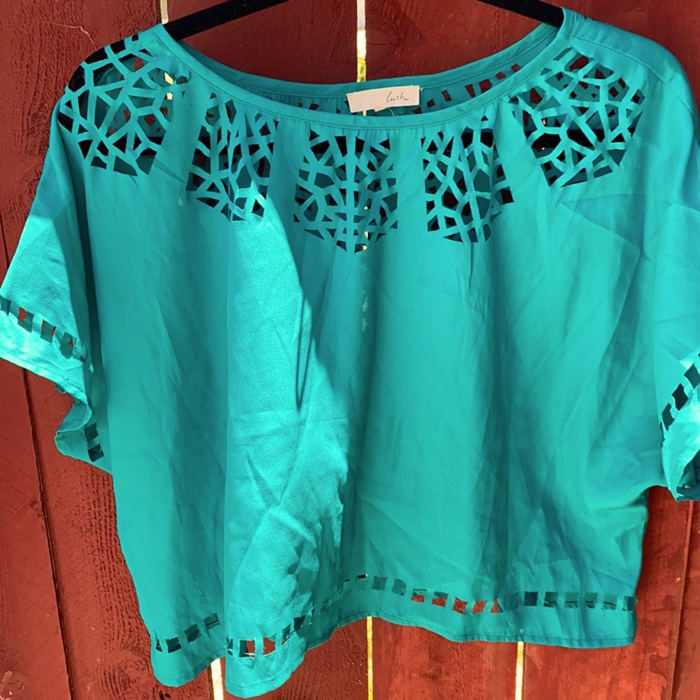 ✅🛍️ 4/$16 Shop 
Summer Crop Blouse Large LUSH